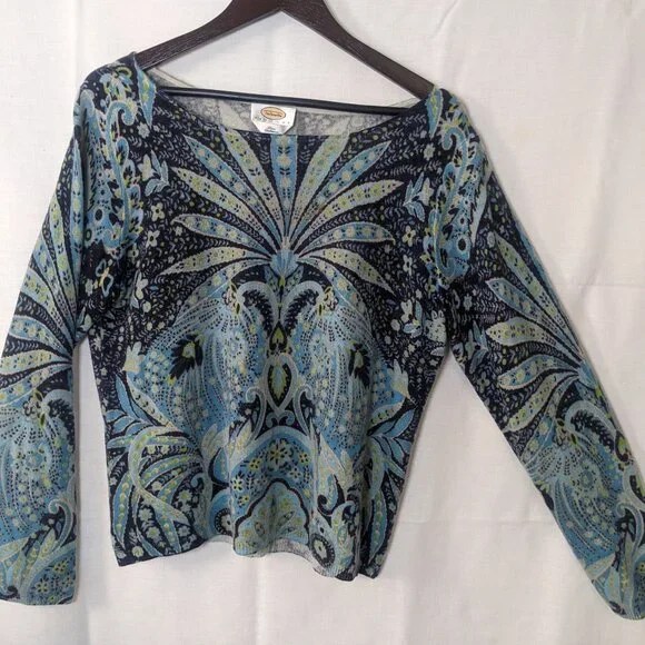 COPY - Talbots Women's Pure Cashmere Printed Sweater Extra Large - Picture 1 of 6